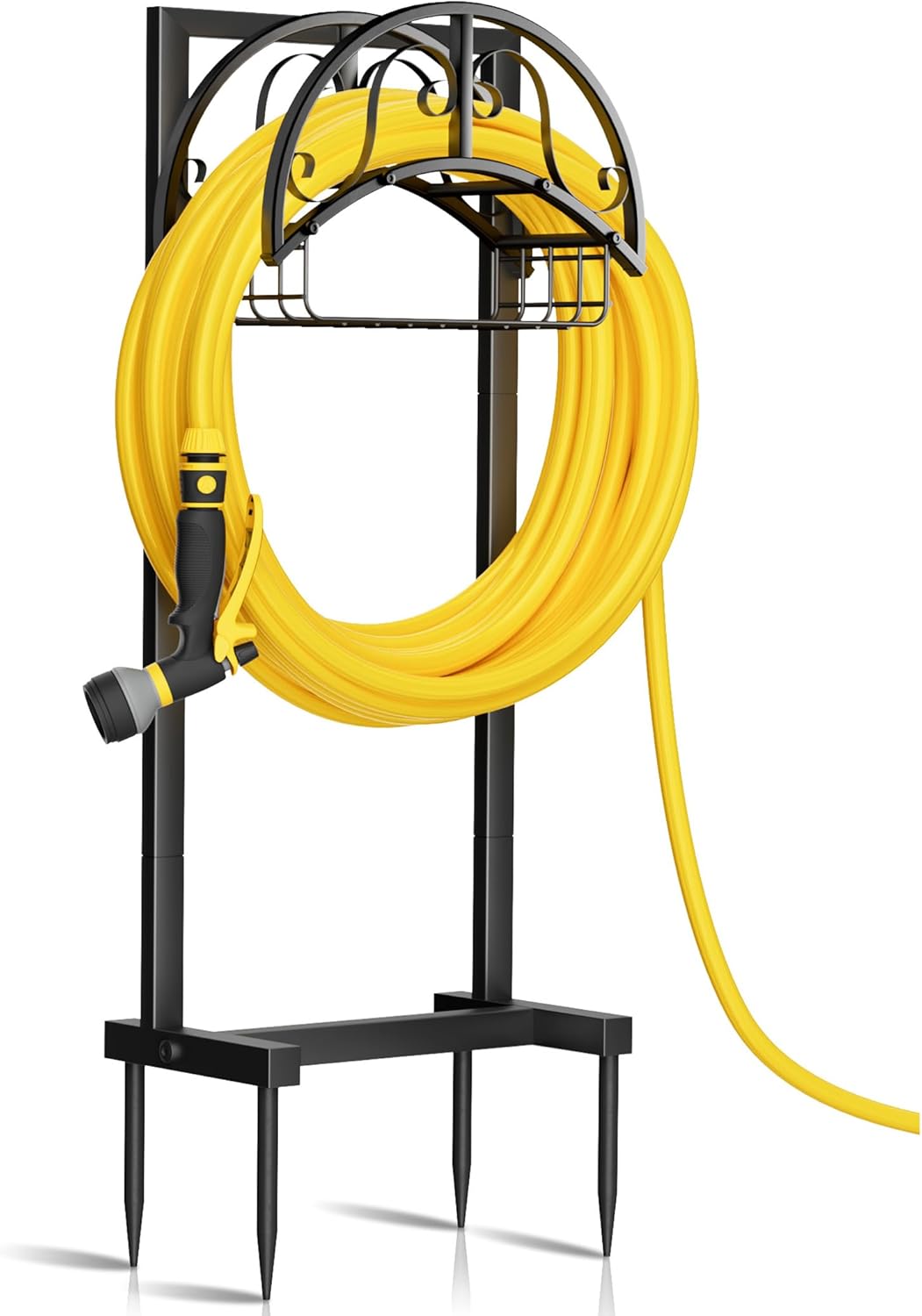 Garden Hose Holder Freestanding, Water Hose Holder Hose Hanger Heavy Duty Metal Hose Stand Holds 160-feet Hose, Outdoor Hose Organizer Sturdy Garden Hose Storage Rack for Outside