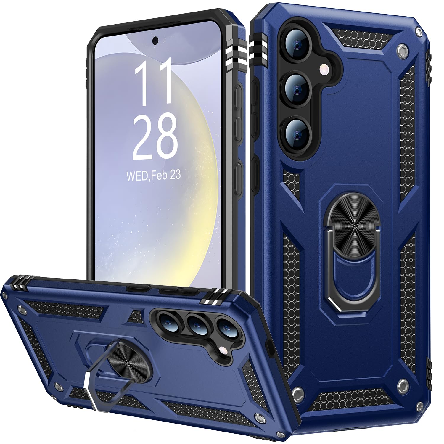 IKAZZ for Galaxy S25 Case,Military Grade Shockproof Heavy Duty Protective Phone Cover Pass 16ft Drop Test with Magnetic Kickstand Car Mount Holder