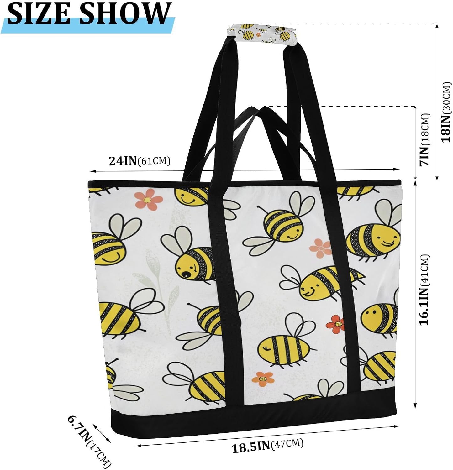 Qilmy Flying Bumble Bees 断熱クーラートートバッグ 食料品&amp;旅行用 - 再利用可能な折りたたみ式大容