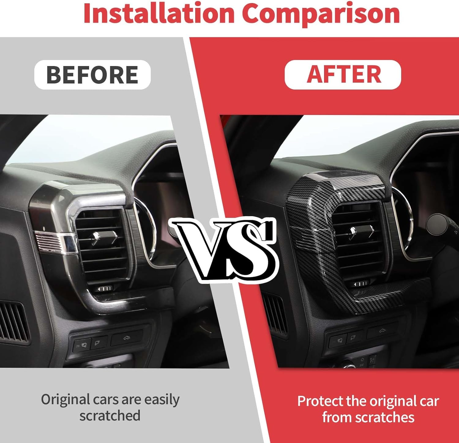 Jimen Compatible with Ford F150 2021-2023, 3PCS Center Console Dash Panel Dashboard Cover Interior Trim Accessories (Carbon Fiber)