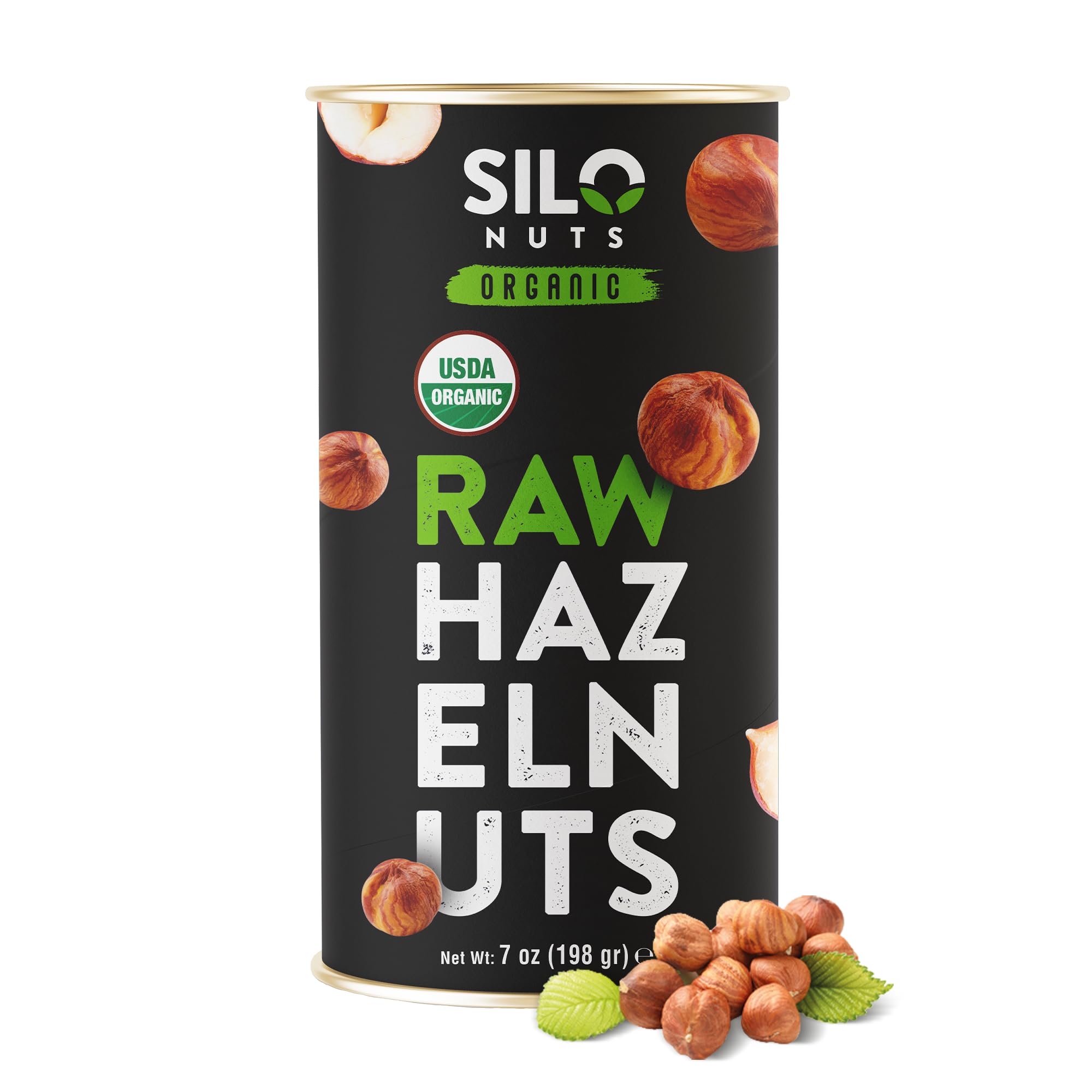 SILO NUTSOrganic Hazelnuts, Raw, 200 gr, Whole, Turkish Origin, Natural, with Skin, Shelled, Vegan, Kosher, Great Snack for Parties and an Ingredient for Cooking and Baking, Rich in Fibers