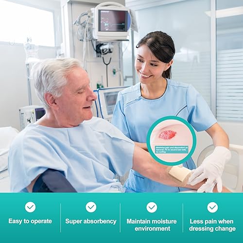 Miniatura 4 de Dimora Apósito hidrocoloide de 4 x 4 pulgadas, paquete de 10 unidades de 0.020 in de grosor + aderezo de espuma de silicona con borde, paquete de 20