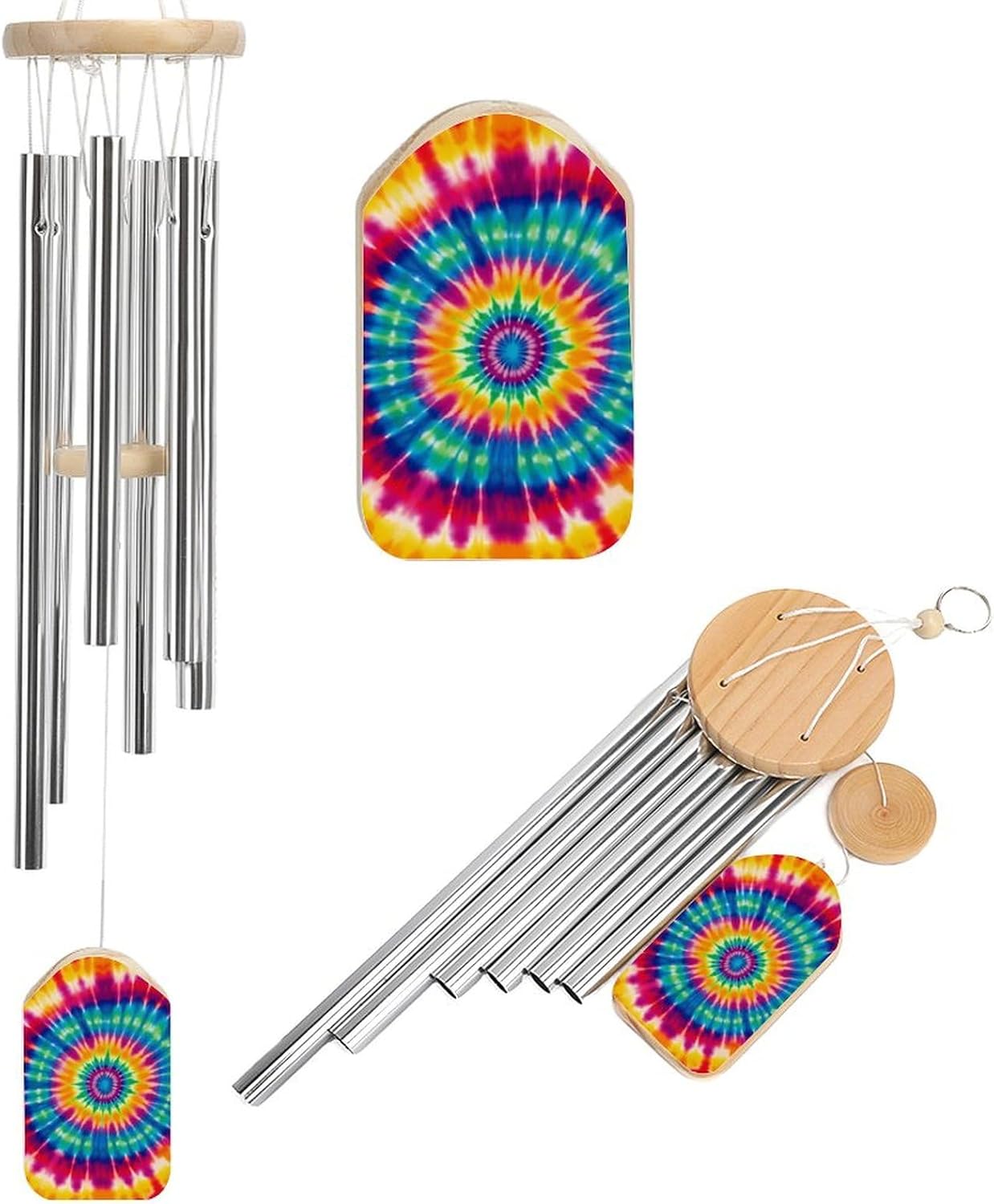 Tie Dye Pattern Wind Chime (20.5') Large Metal Deep Tone Windchime Outside Memorial Windchimes Sympathy Wind Chimes for Outside Patio Home Or Garden Decor