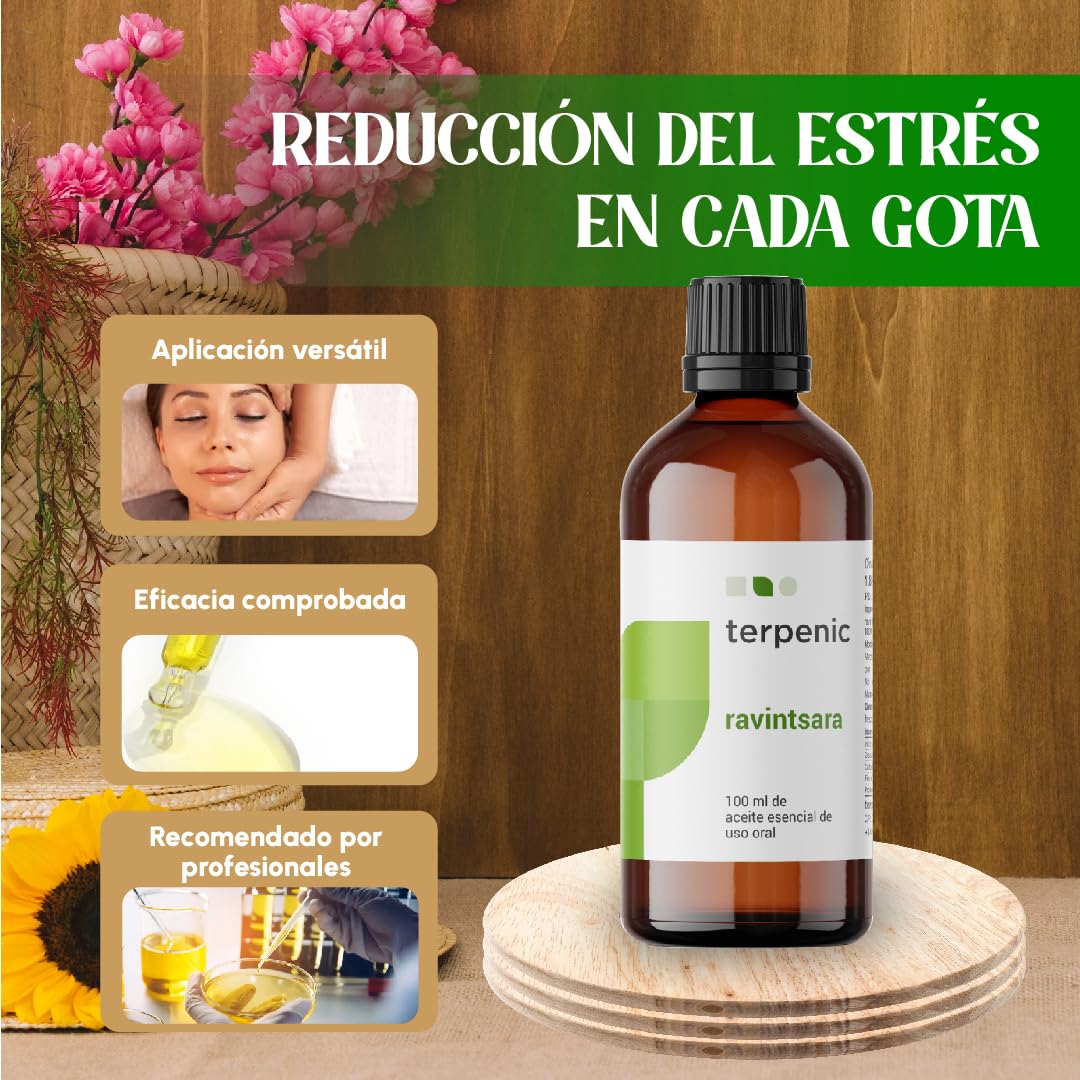 TERPENIC - Aceite Esencial de Ravintsara (Cinnamomum camphora) - 100 ml - Uso Oral – Formato profesional de alto rendimiento