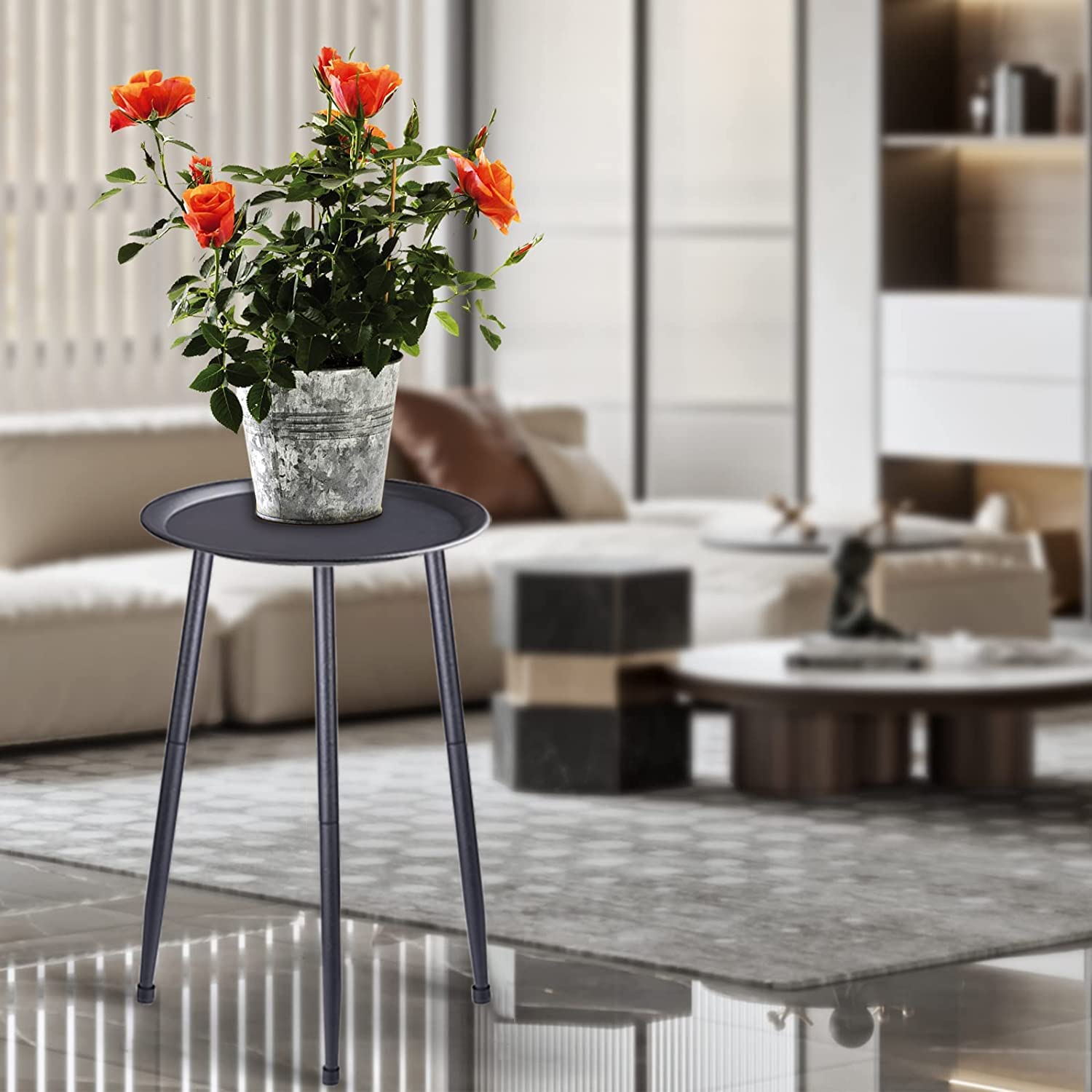 Set 3 supporti piante metallo 16 cm, elegante sgabello per fiori interno esterno nero – ComfortXL | Leroy Merlin