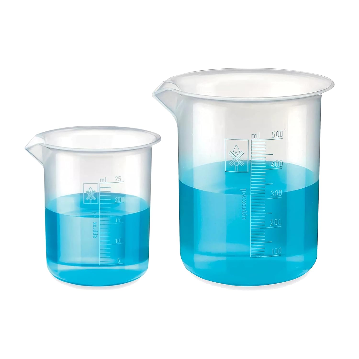 Bello Polypropylene Plastic Beaker 25ml, 500ml with Graduation Marks