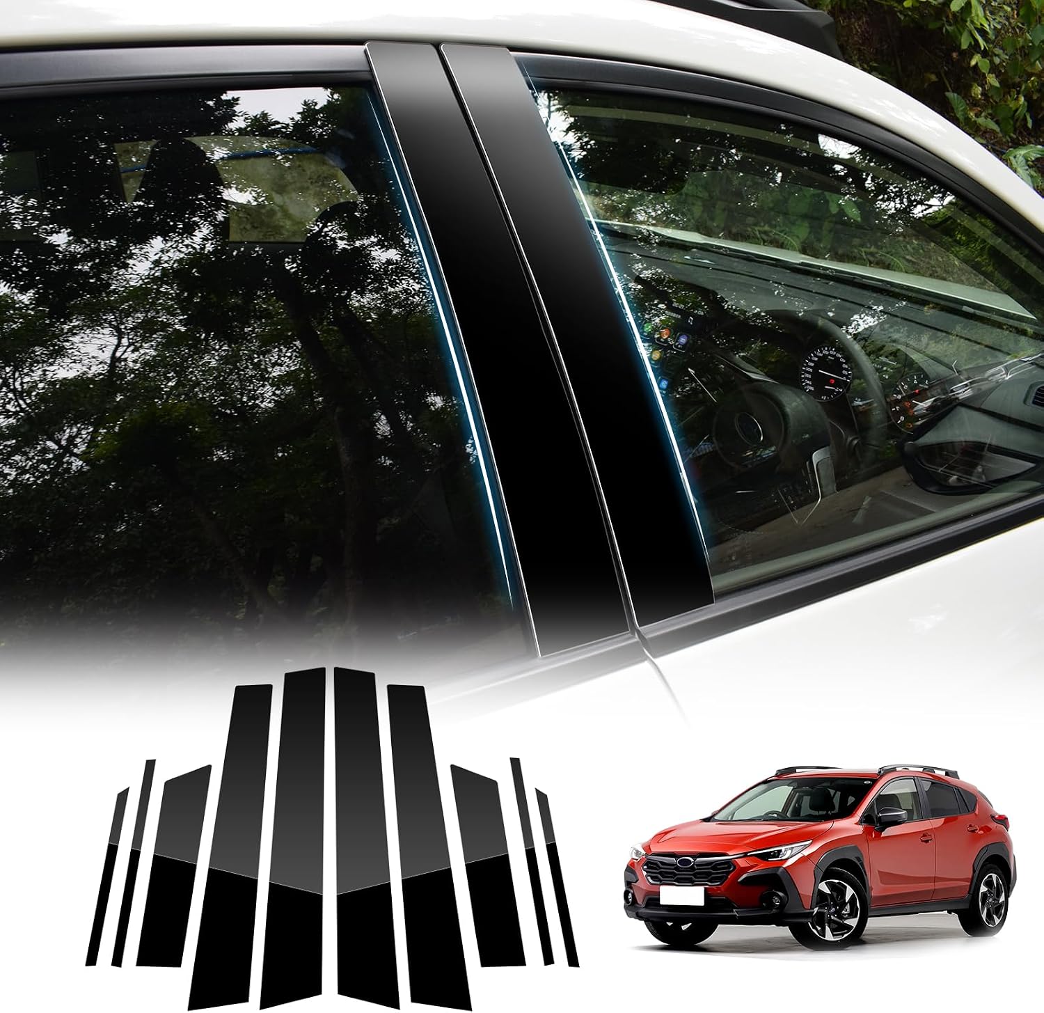 KUNGKIC for 2023 2024 2025 Subaru Crosstrek Pillar Posts Door Window Trim Exterior Decoration Sticker Accessories Compatible with Base Premium Sport Limited Wilderness