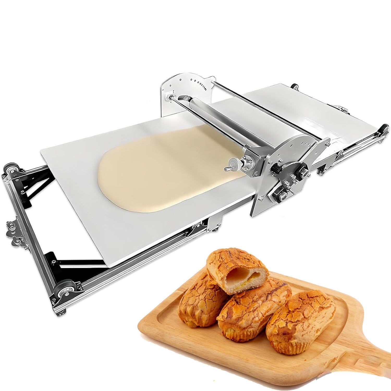 Sfogliatrice Elettrica Macchina per Pasta Sfoglia Domestica,Superficie Antiaderente in PP,Spessore Regolabile,Pieghevole,per Croissant Pizza Pasta Sfoglia Casa Pasticceria