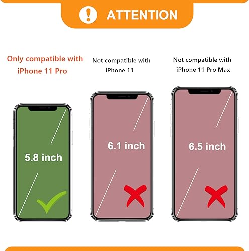 Miniatura 2 de Bocasal Funda tipo cartera cruzada para iPhone 11 Pro con tarjetero, protector de ranura para tarjetas con cremallera, a prueba de golpes, con
