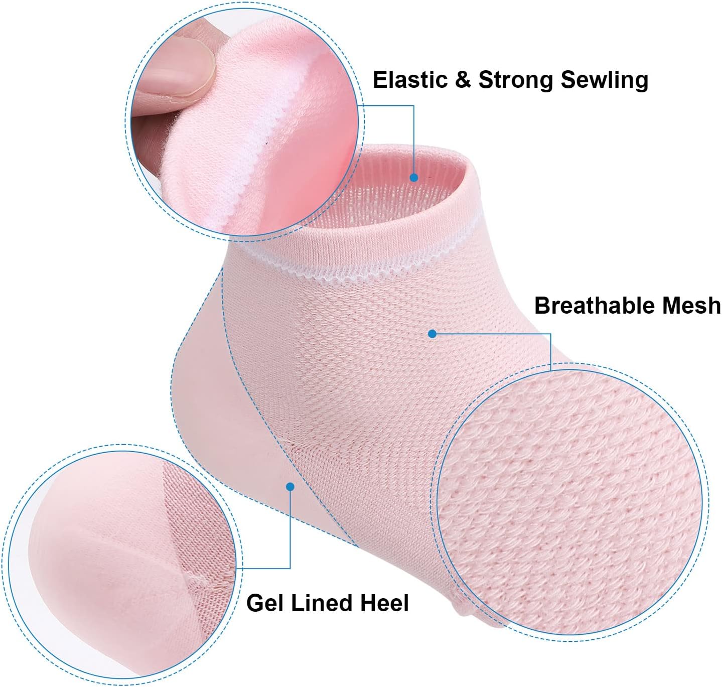 BEoffer 3 Pairs Moisturizing Heel Socks for Dry Cracked Heels Treatment, Breathable Open Toe Gel Sleeves Reusable SPA Socks Anti Cracked Chapped Foot Smooth Skin Care Foot Protector : Beauty & Personal Care