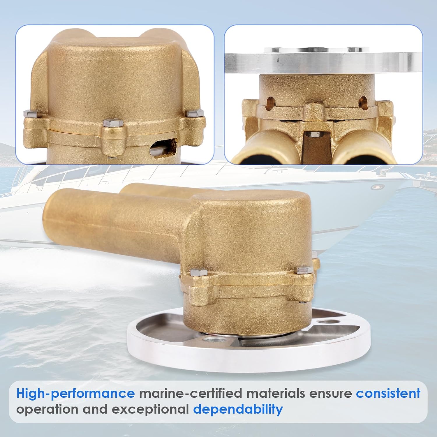 21214601 Raw Sea Water Pump for Volvo Penta 8.1L Engines Replace Compatible with 3812695 3862484 3860795 - Complete Crankshaft Mounted Sea Pump Assembly