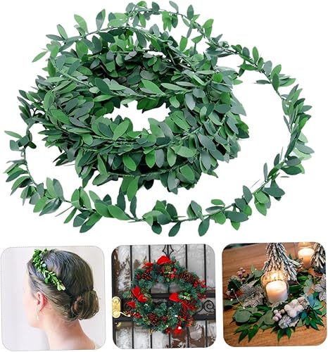 Miniatura 9 de ABOOFAN 7.5m Green Leaf Rattan Garland Leaf Art Vine Wire for DIY Headbands Wedding Decor