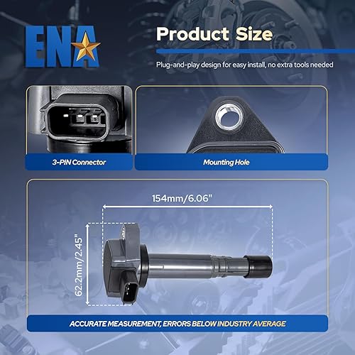 Miniatura 7 de ENA Juego de 6 bobinas de encendido 3.5L 3.7L V6 2001 2002 2003 2004 2005 2006 2007 2008 2009 compatible con Honda Acura Saturn Pilot Ridgeline
