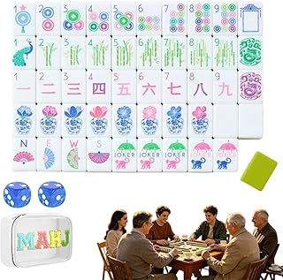 4 Layer Mahjong Tiles, 160 Acrylic American Mahjong Tiles Set, Portable Western Mah Jongg Sets with Carrying Mahjong Bag, Clear Engraving, for Home Trips Social Game (D.)