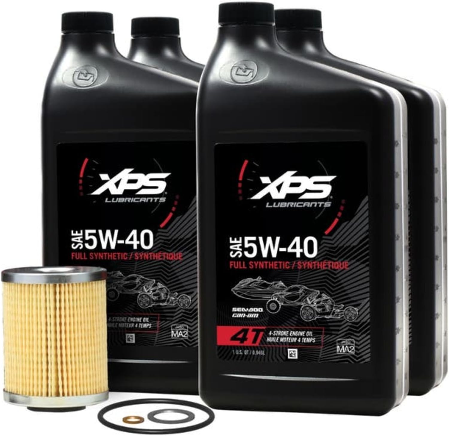 Can-Am New OEM 4T 5W-40 Full Synthetic Oil Change Kit, 9779260, 9779489
