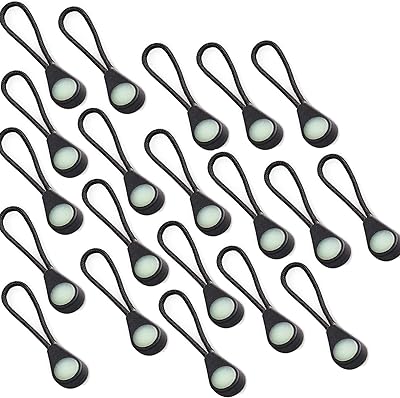Yundxi 10pcs 30pcs Zipper Pull, Zipper Puller Head Glow in The Dark Anti?Lost Zip Fixer for Camping Hiking Coats Jackets Rucksacks Luggage Tent Zippers (10pcs)