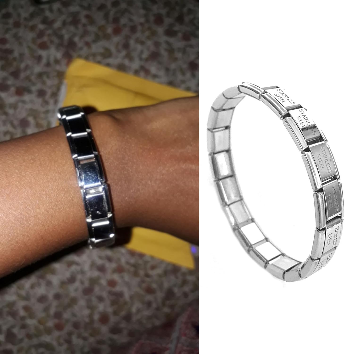 Fashion Stainless Steel Italian Charm Women Jewelry Elastic Stretch Energy Sports Germanium for Italian Charm Links for Men