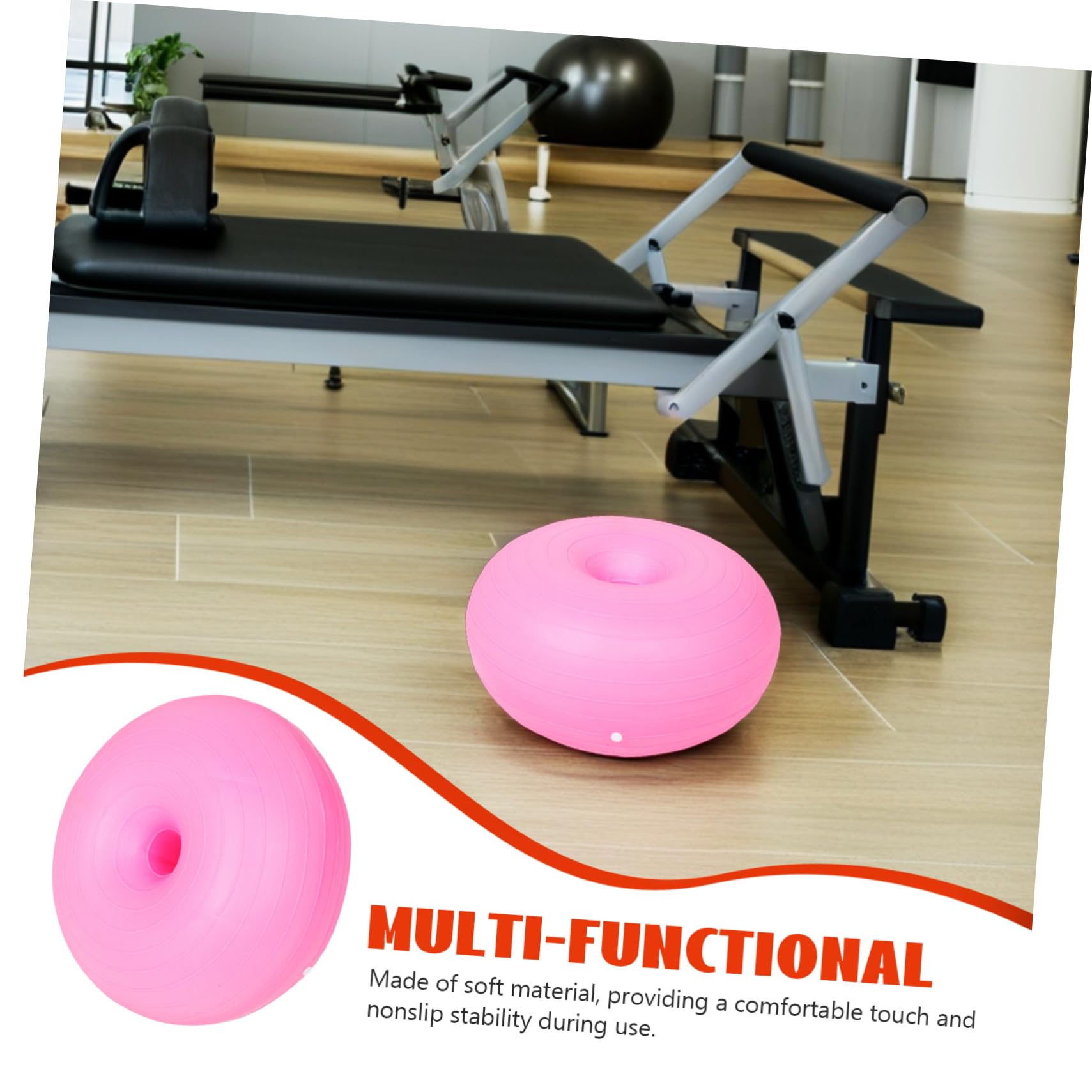 WOONEKY Bola de Yoga de Antideslizante Pelota de Equilibrio Gruesa para Gimnasio Entrenamiento de Núcleo Diario Bola Multifuncional Rosa para Fitness y Yoga
