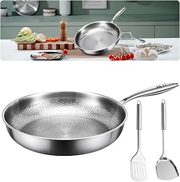 Titanium Hammered Pan Pro, Titanium Cookware, Multifunctional Pots and Pans Set, Non Stick TitaniumFrying Pans for Cooking Without Cover, 10.23in