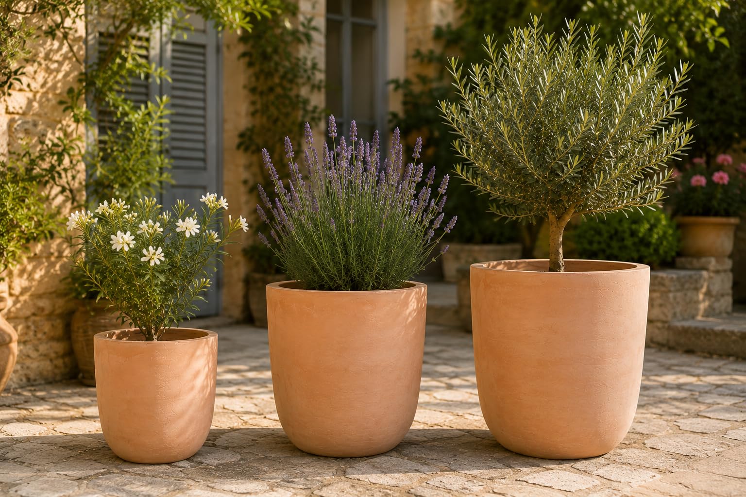 Terracotta Pflanzkübel Handgemacht Blumentopf Blumen Vase 3 Größen Garten mediterran Ton Topf für außen & innen (Ø 41 cm)