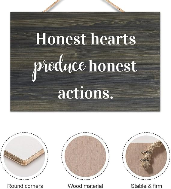 Honest Hearts Produce Honest Actions. Wooden Wall Sign 8x12in Wood Sign Farmhouse Rustic Family Wall Plaques Art for Entryway Door Living Room Bedroom Kitchen Christmas Decorations