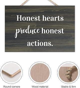 Honest Hearts Produce Honest Actions. Wooden Wall Sign 8x12in Wood Sign Farmhouse Rustic Family Wall Plaques Art for Entryway Door Living Room Bedroom Kitchen Christmas Decorations