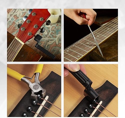 Miniatura 5 de Kit de herramientas de mantenimiento de reparación de guitarra de 45 piezas con bolsa de transporte, juego de herramientas de cuidado grande para