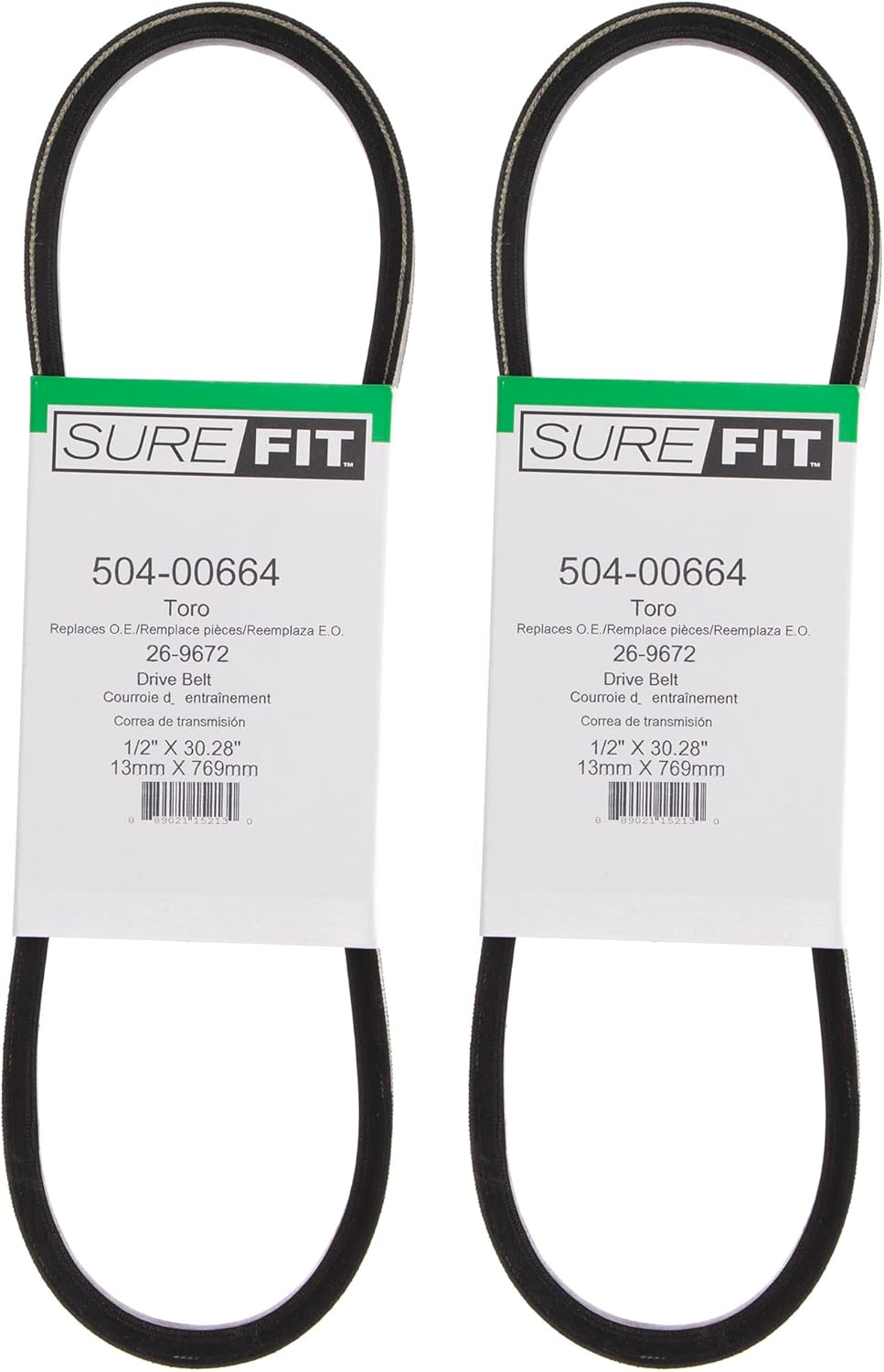 SureFit Deck Drive V-Belts Replacement for Toro 26-9672 Power Throw Snowthrowers 622 622E 622R 722E 724 2 Pack