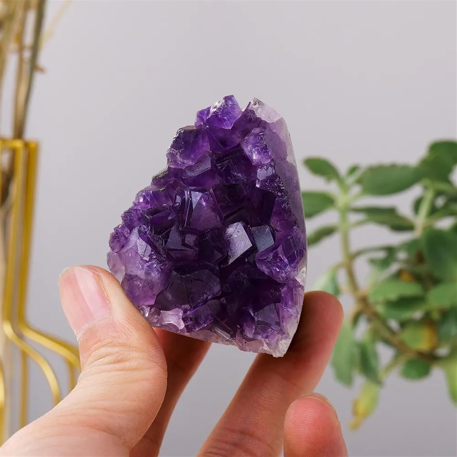 Stone Amethyst Cluster Purple Quartz Crystal Geode Irregular Point Wand Rock Ornaments (Size : 100-150g)