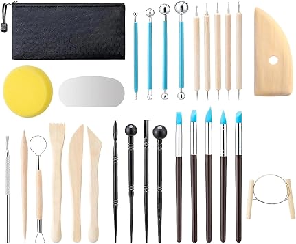 29 Pcs Clay Tool Set, Pottery Tools with Storage Bag, Polymer Clay Tools, Air Dry Modeling Kit for DIY Art Crafts Accessories, Suitable for Engraving, Embossing, Shaping