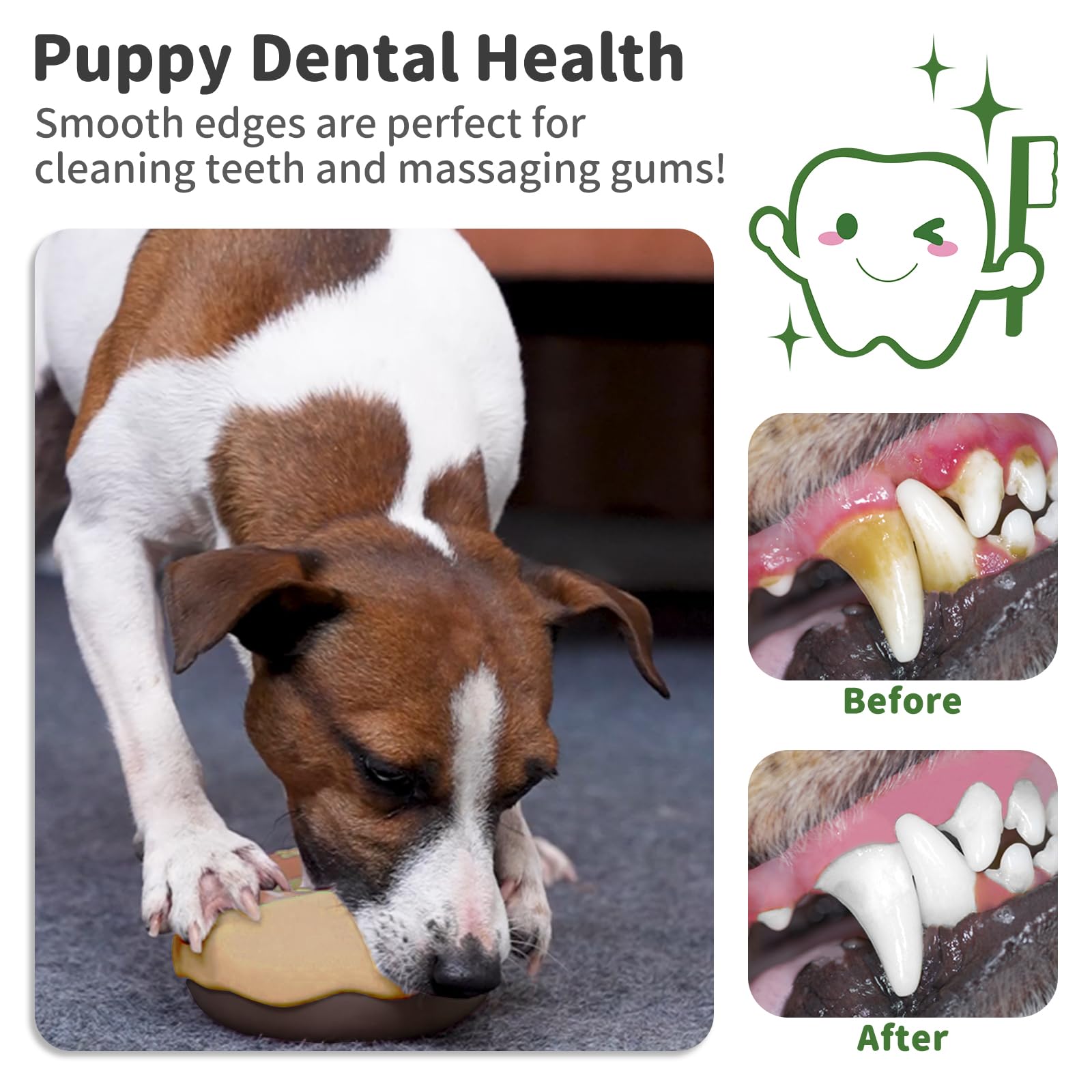 Juguetes para perros para masticadores agresivos, juguete masticable indestructible chirriante para mantenerlos ocupados, dona de goma interactiva con sabor a leche y rebote, limpieza de