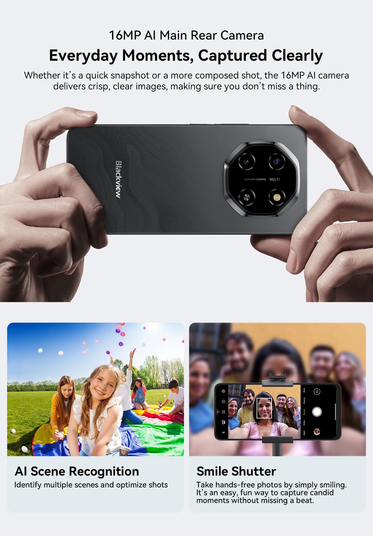 Smartphone Blackview Shark 6 5G – 12Go RAM, 128Go, écran 6.88" 120Hz, Triple IA, Android 15, Batterie 5000mAh
