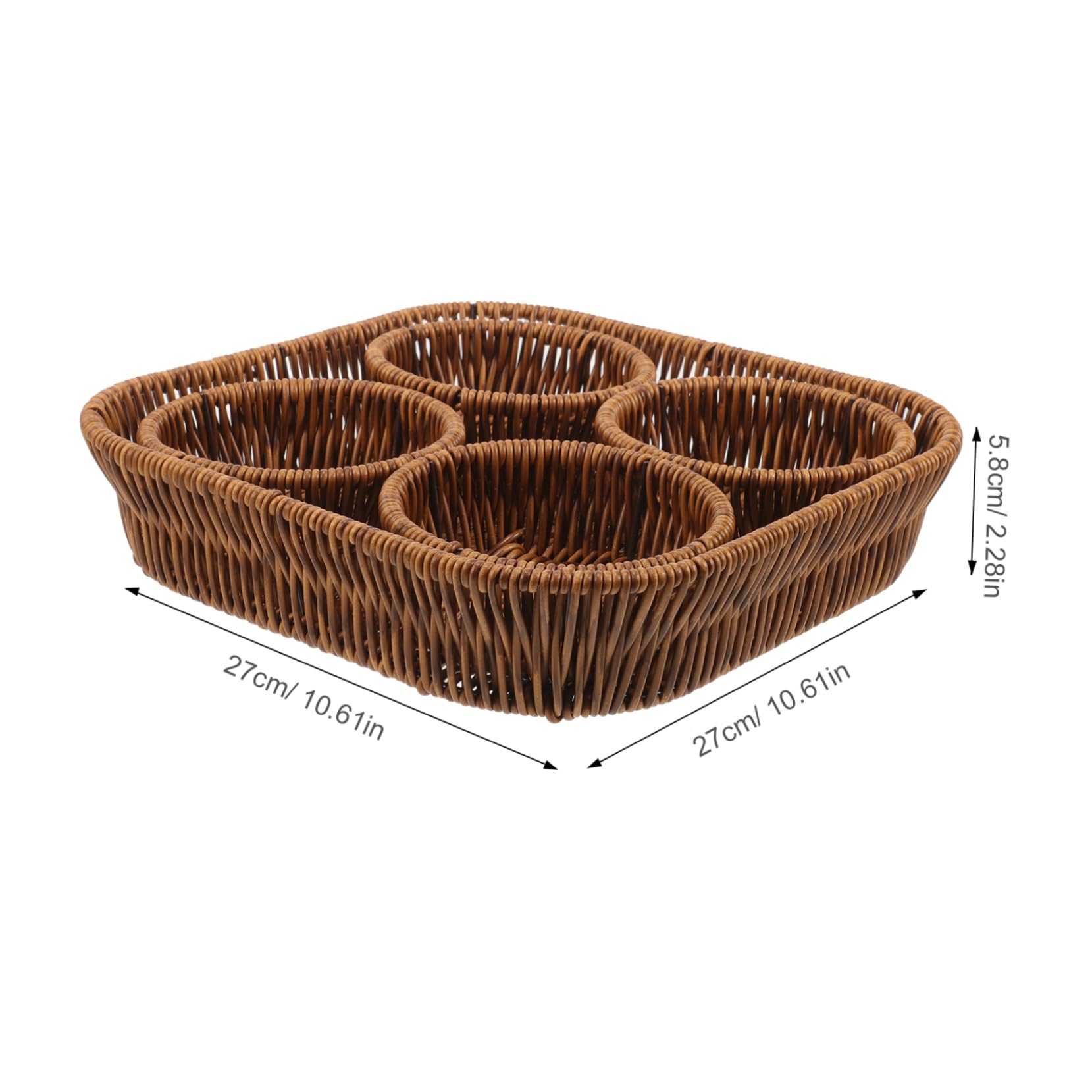 CIYODO 1 Set Rattan Storage Basket Compartments Storage Basket Wicker Bread Basket Sundries Basket Decorative Candy Bowl Miniature Basket Storage Basket for Desktop Light Brown Pp