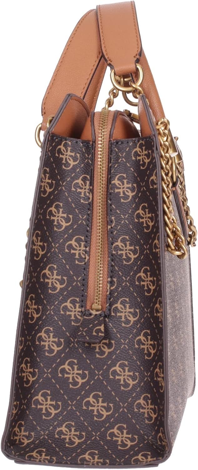 Miniatura 4 de GUESS Nell Logo Girlfriend Satchel Marrón LogoCoñac Talla única, Logotipo marróncoñac