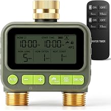 2 Zone Water Timer with Brass Inlet Outlet, Sprinkler Timer for Garden Hose