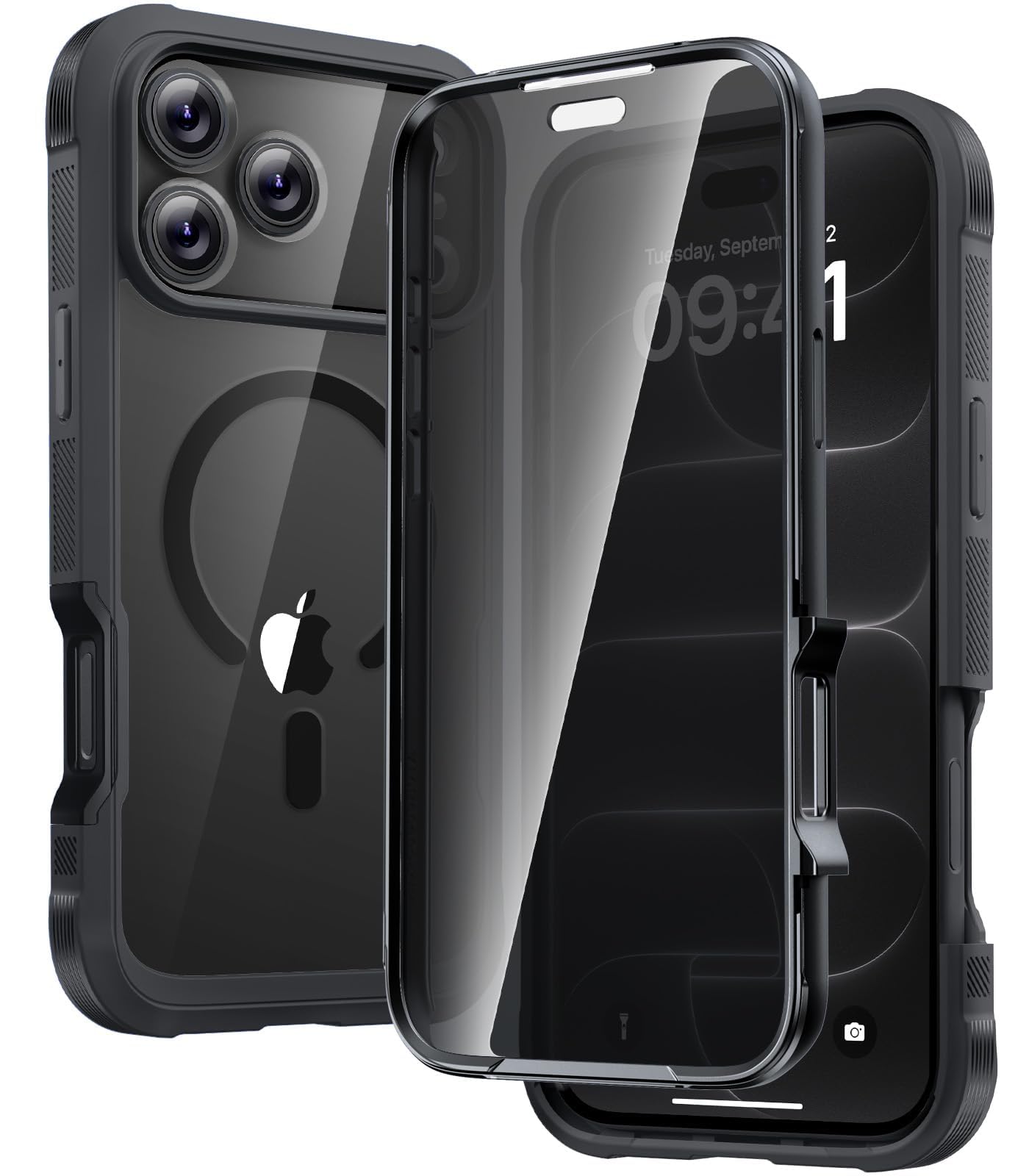 Diaclara Magnetic for iPhone 18 Pro Case with Privacy Protector, Black