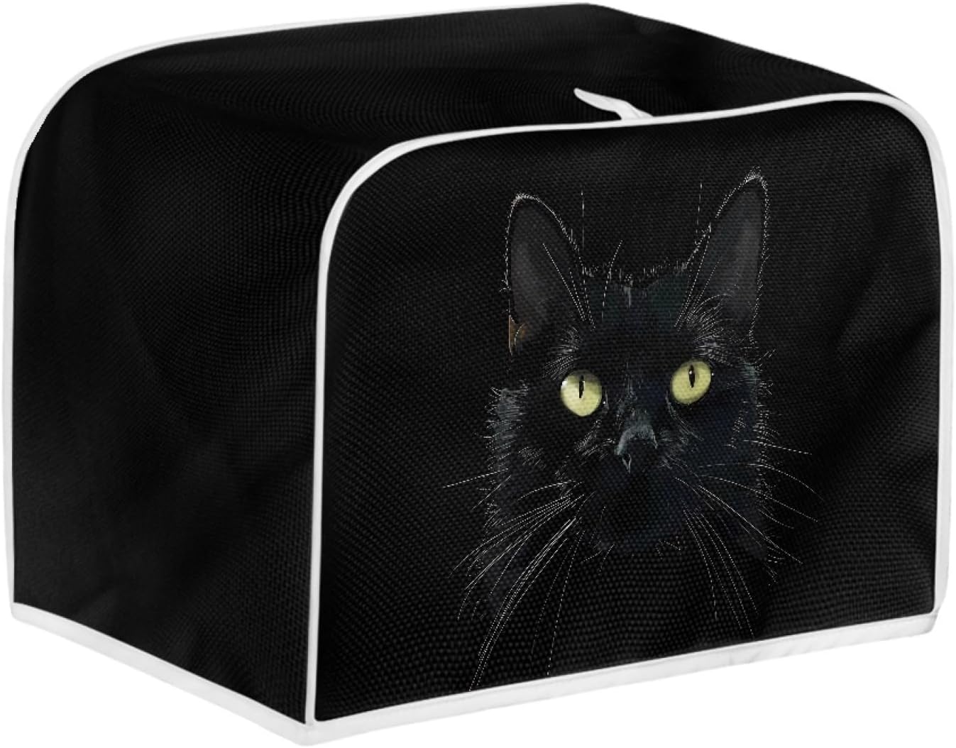 Black Vivid Cat Print 4 & 2 Slice Toaster Cover,Cute Cat Pattern Polyester Fabric Quilted Dust-proof Cover Fits for Most Standard Toasters