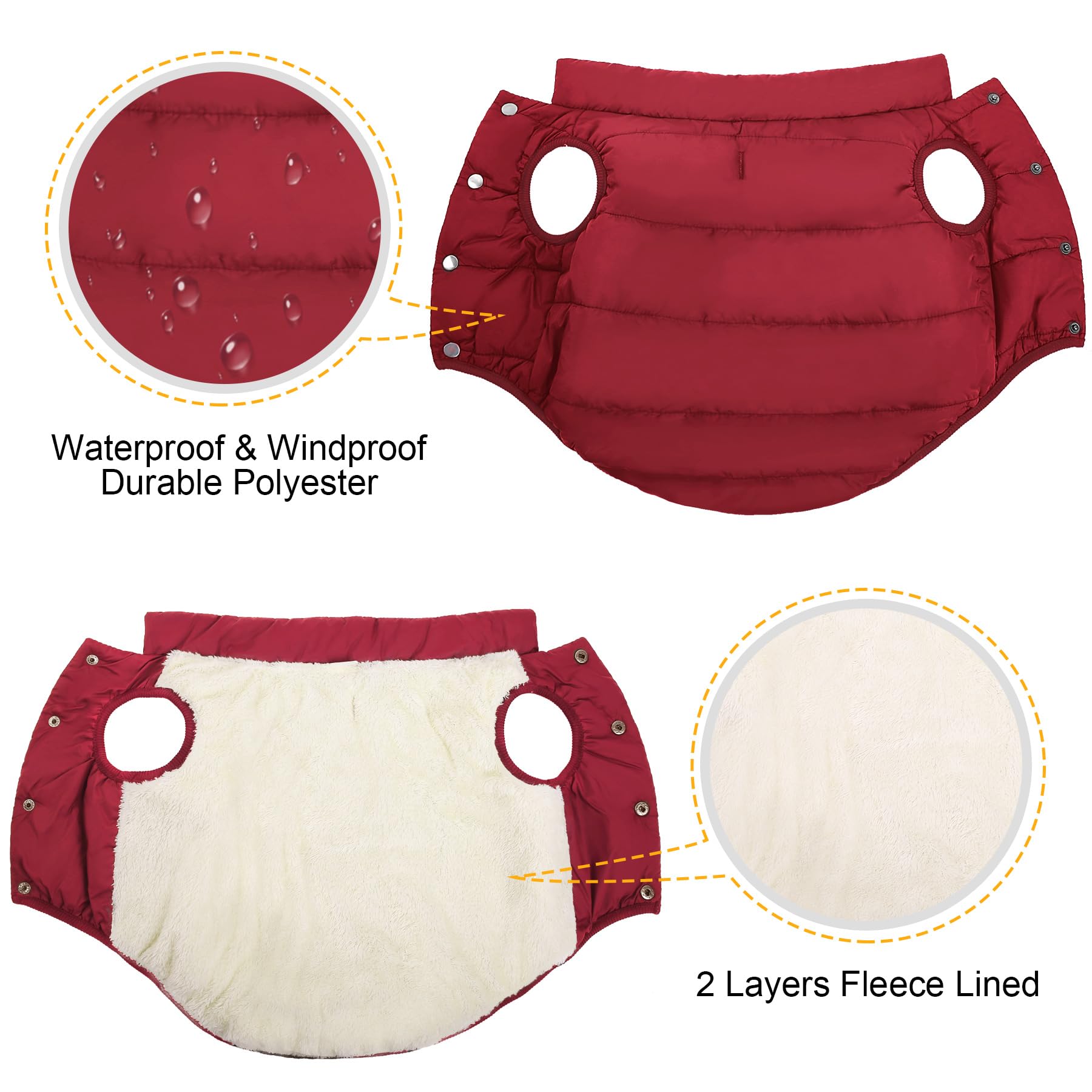 ASENKU Cappotto Cane Impermeabili Invernale, Cappottino Cane Calda Giacca per Cani Taglia Piccola Media Grande, Cappotto Gilet per Cani con Fodera in Lana Protegge Dal Freddo