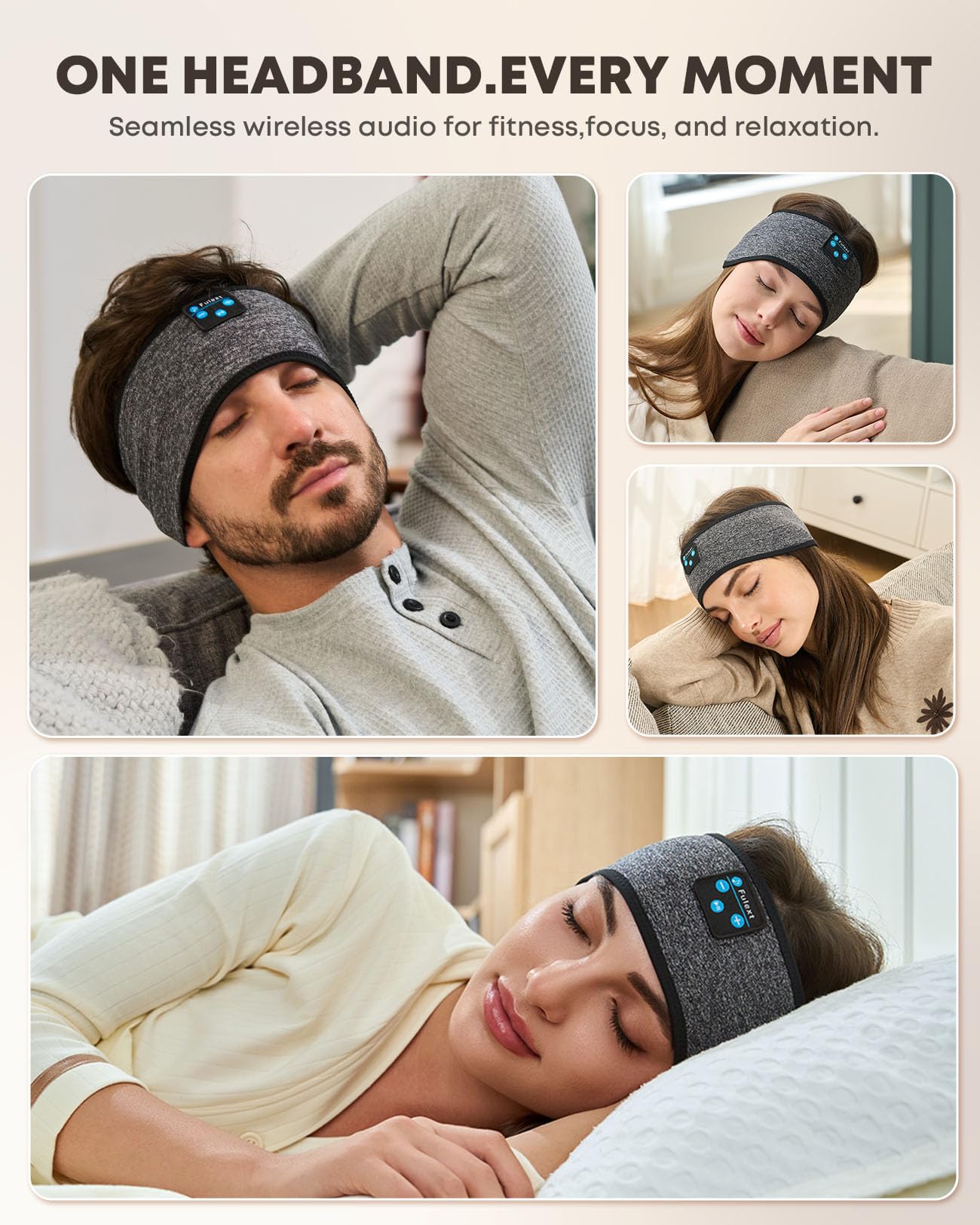 Auriculares para Dormir con Diadema Bluetooth para Dormir, inalámbricos con cancelación de Ruido para Dormir de Lado, Siesta de Oficina, Viajes aéreos, relajantes, meditación