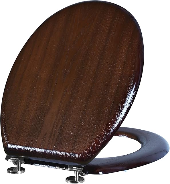 Wood Toilet Seat Standard Antibacterial Wooden Toliet Lid Zinc Alloy Hinges Black Walnut