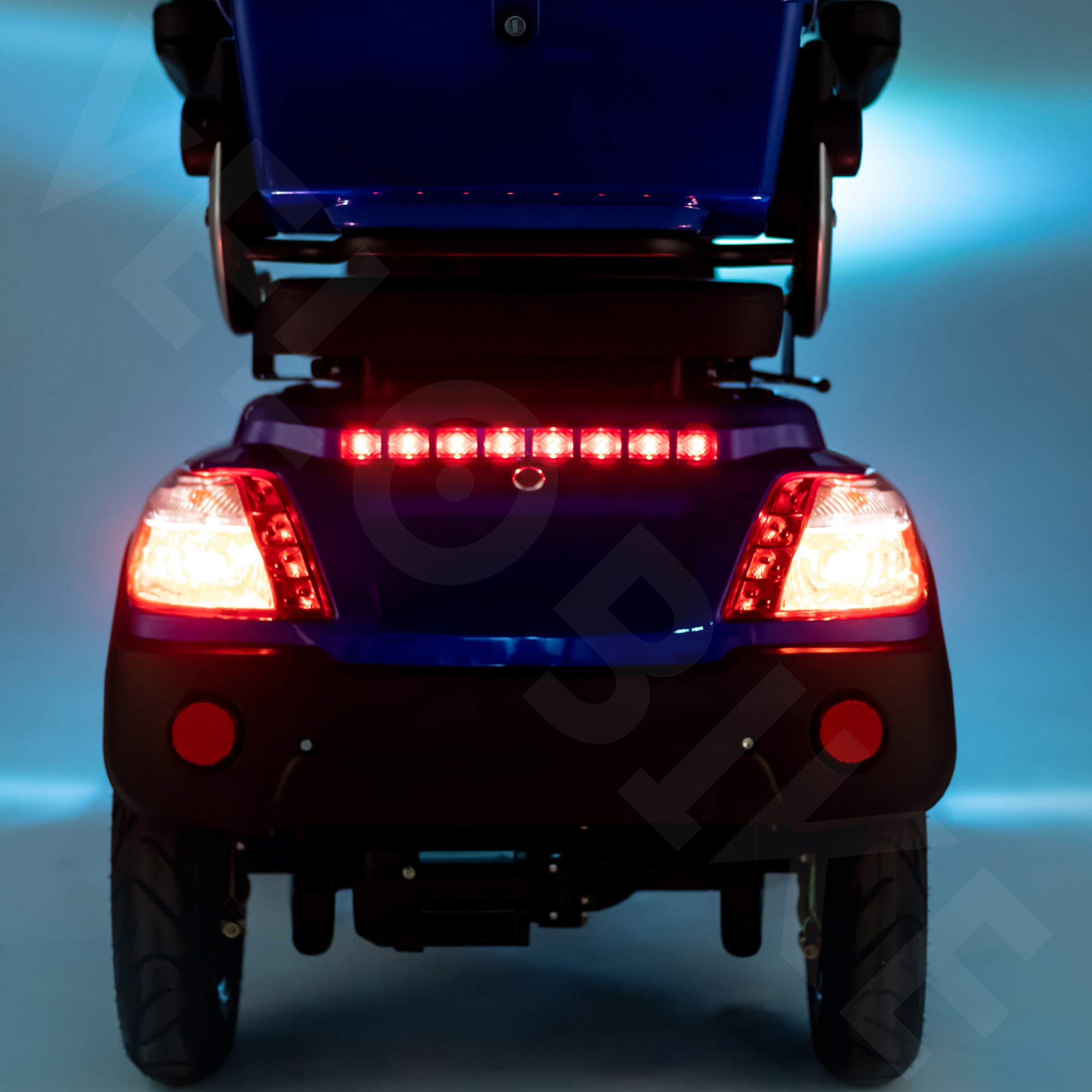 VELECO FASTER - Dispositivo de movilidad de 4 ruedas - Totalmente ensamblado y listo para usar - Seguro y estable - Alarma - Almacenamiento espacioso y portavasos (ROJO)