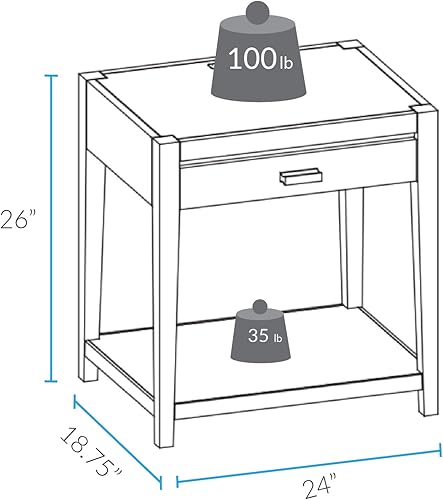 Miniatura 3 de Casual Home Notre Dame - Mesita de noche con puertos USB, color marrón cálido, 18.75 pulgadas x 24 pulgadas x 26 pulgadas (profundidad x ancho x
