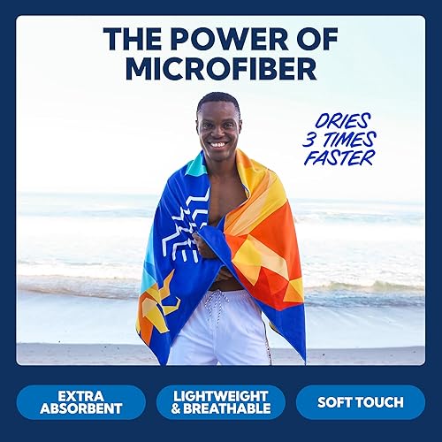 Miniatura 4 de SUN NINJA Toalla de playa de microfibra, sin arena, de secado rápido, ligera y compacta para playa, piscina, yoga y campamento, 63 x 32 pulgadas,