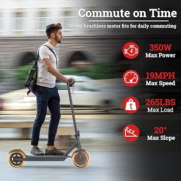 Qlaway Electric Scooter for Adults, 350W/500W Motor, 16-22 Miles Range, 8.5/10 Solid Tires, Dual Braking & Suspension, Folding Portable Commuting E-Scooter with App