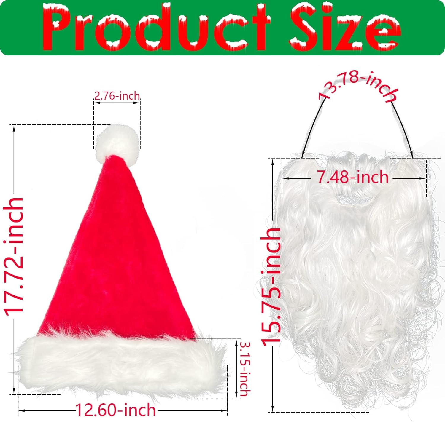 YXI Christmas Decorations Santa Beard and Hat, Xmas Hat Santa Beard Mask Face Cover for Kids Men Women Christmas Costume - Image 2
