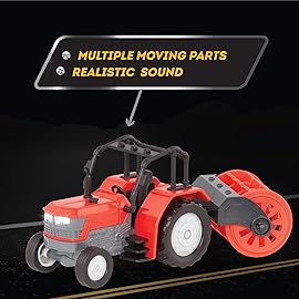 Driven by Battat - 7-Inch Farm Tractor Toy with Lights & Sounds, Detachable Rotary Hoe, Educational Vehicle for Boys & Girls, Durable Design, 3+ Years Toy for Kids