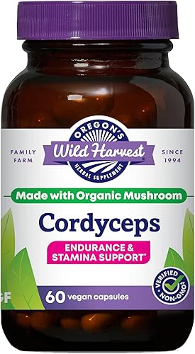 Oregon's Wild Harvest Cordyceps (secado libre) orgánico, 60 unidades