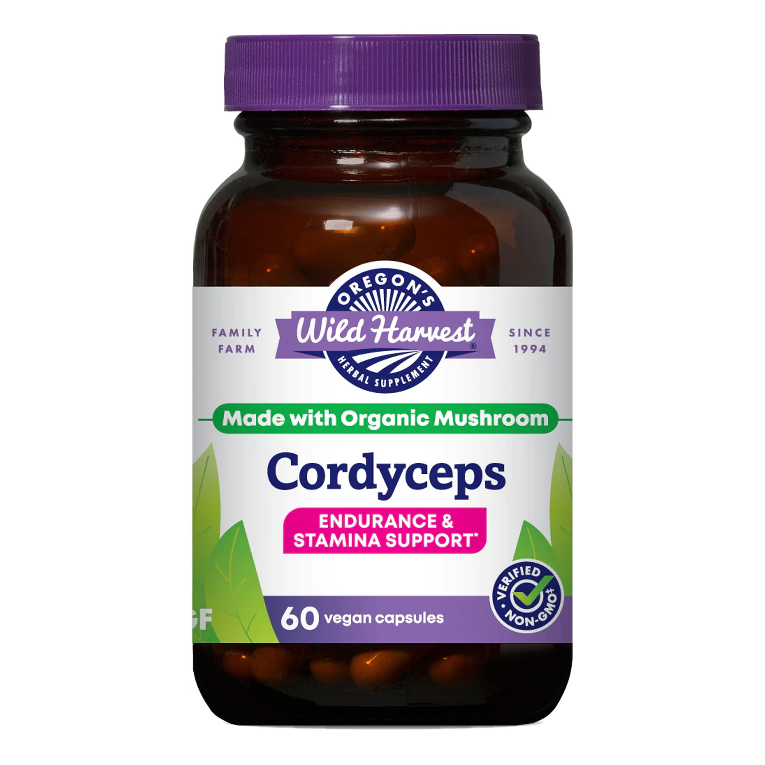 Oregon's Wild Harvest Cordyceps Organic Mushroom Herbal Supplement (Freeze-Dried) | Endurance and Stamina Support, 60 Count