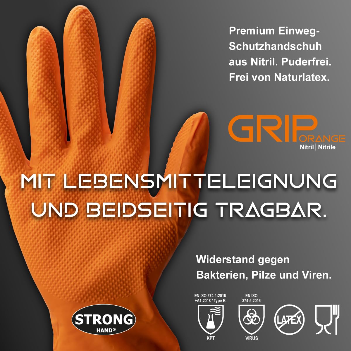 Lot de 50 gants jetables en nitrile Orange Taille 8