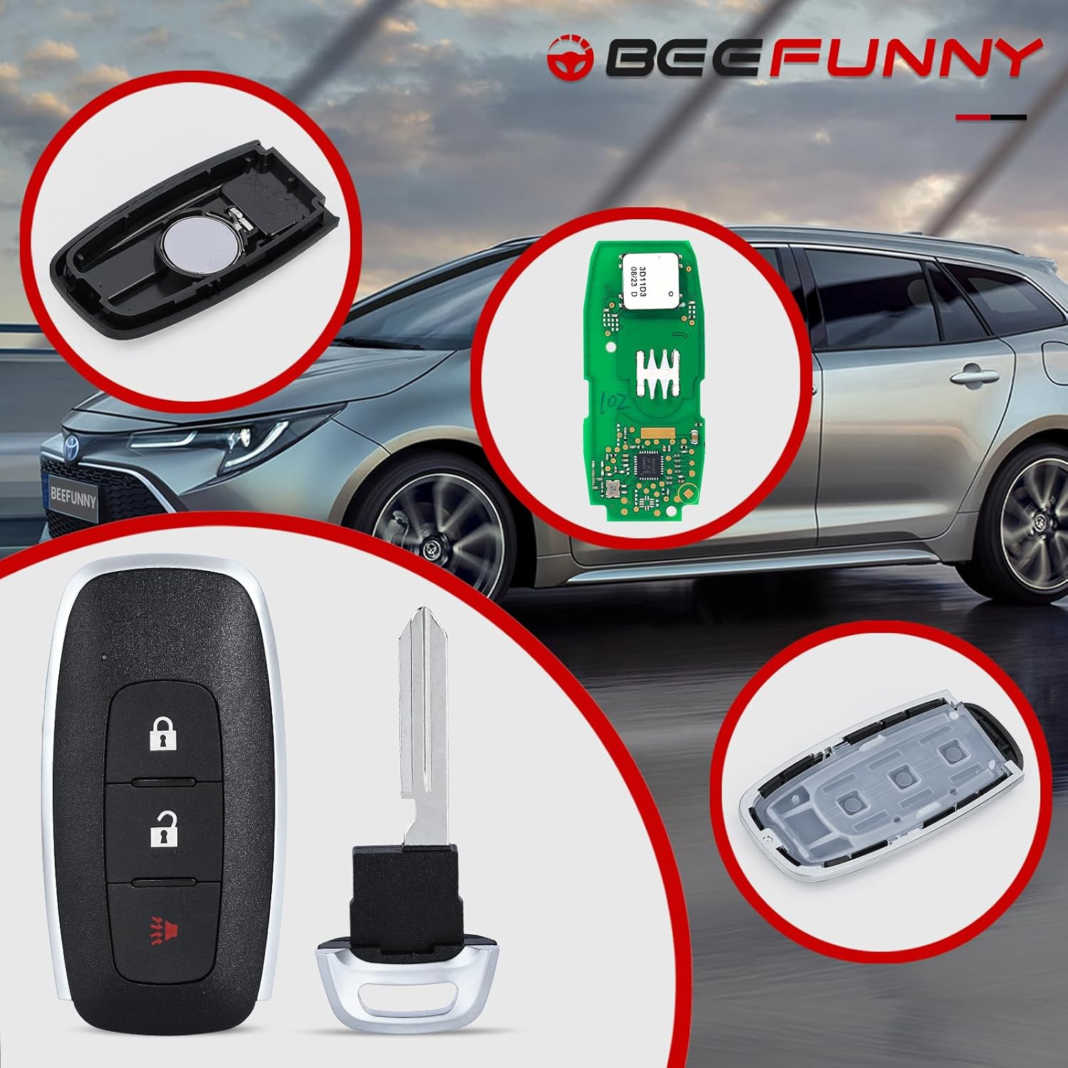 Beefunny Keyless Enrty Smart Key Fob for Nissan Pathfinder Rogue Kicks 2022 2023 2024 Remote Control Car Keyfob Replacement 433MHz FCC ID:KR5TXPZ1 P/N:S180146102 (1)